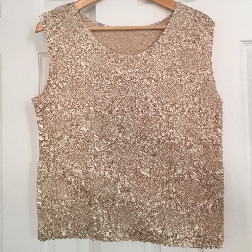 Vintage Iridescent Ruffle Silk Top